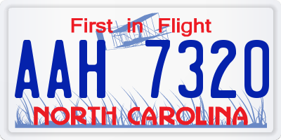 NC license plate AAH7320