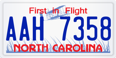 NC license plate AAH7358