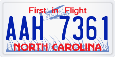 NC license plate AAH7361