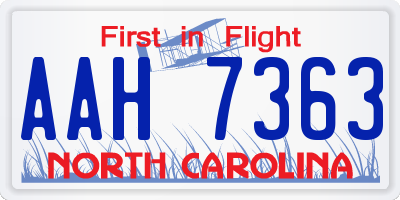 NC license plate AAH7363