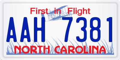 NC license plate AAH7381