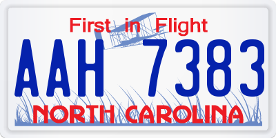 NC license plate AAH7383
