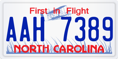 NC license plate AAH7389