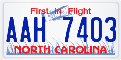 NC license plate AAH7403