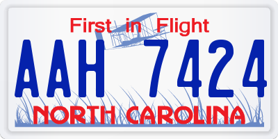 NC license plate AAH7424