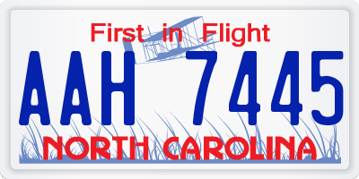NC license plate AAH7445
