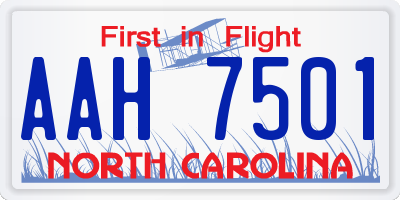 NC license plate AAH7501