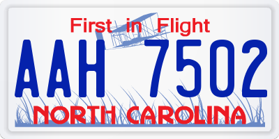 NC license plate AAH7502
