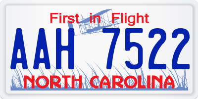 NC license plate AAH7522
