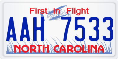NC license plate AAH7533