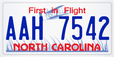 NC license plate AAH7542