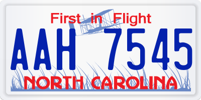 NC license plate AAH7545