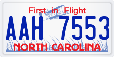 NC license plate AAH7553