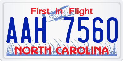 NC license plate AAH7560