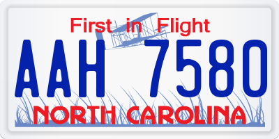 NC license plate AAH7580