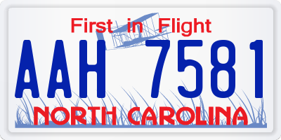 NC license plate AAH7581