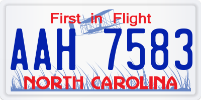 NC license plate AAH7583