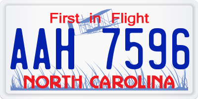 NC license plate AAH7596