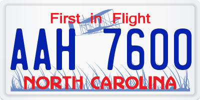 NC license plate AAH7600