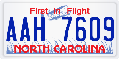 NC license plate AAH7609