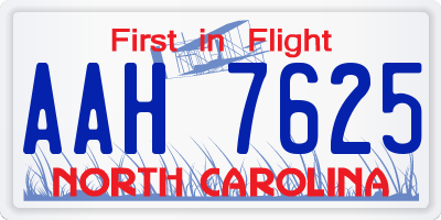NC license plate AAH7625