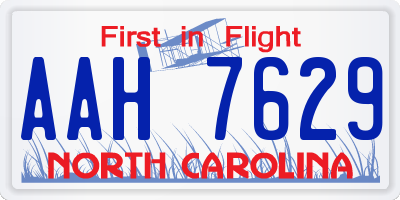 NC license plate AAH7629
