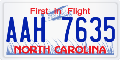 NC license plate AAH7635