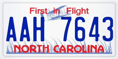 NC license plate AAH7643