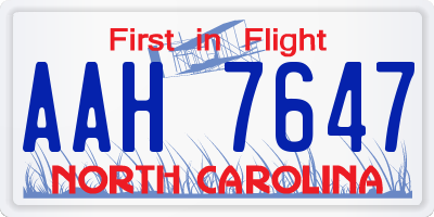 NC license plate AAH7647