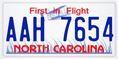 NC license plate AAH7654