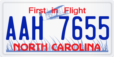 NC license plate AAH7655