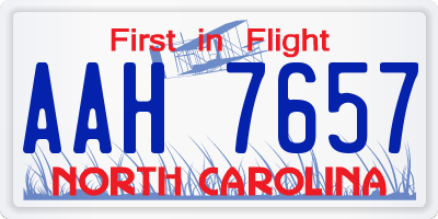 NC license plate AAH7657