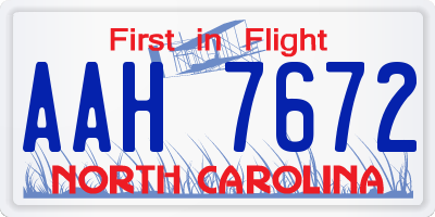 NC license plate AAH7672
