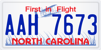 NC license plate AAH7673