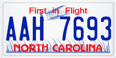 NC license plate AAH7693