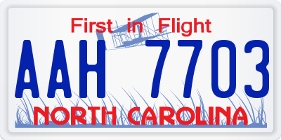 NC license plate AAH7703