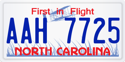 NC license plate AAH7725