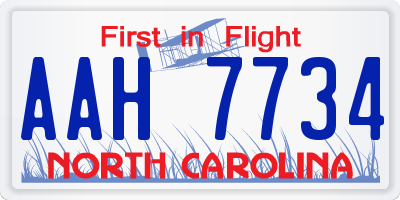 NC license plate AAH7734