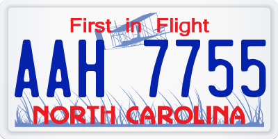 NC license plate AAH7755