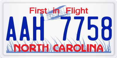 NC license plate AAH7758