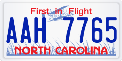 NC license plate AAH7765