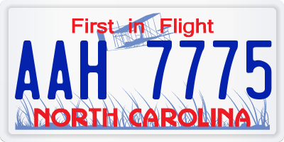 NC license plate AAH7775