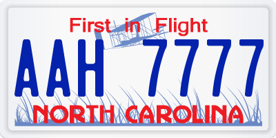 NC license plate AAH7777