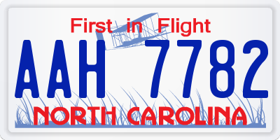 NC license plate AAH7782