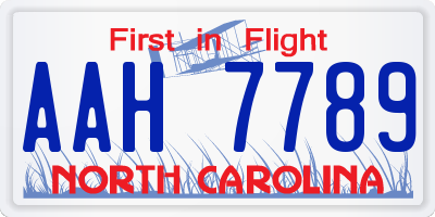 NC license plate AAH7789
