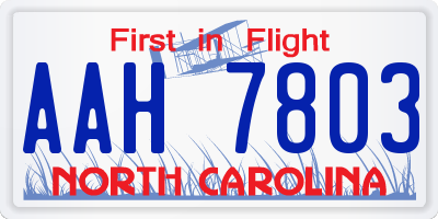 NC license plate AAH7803