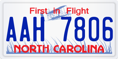 NC license plate AAH7806