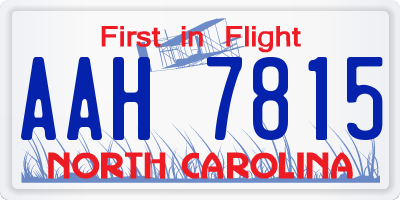 NC license plate AAH7815