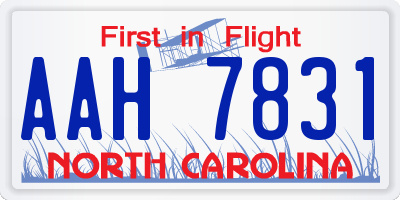 NC license plate AAH7831