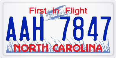 NC license plate AAH7847